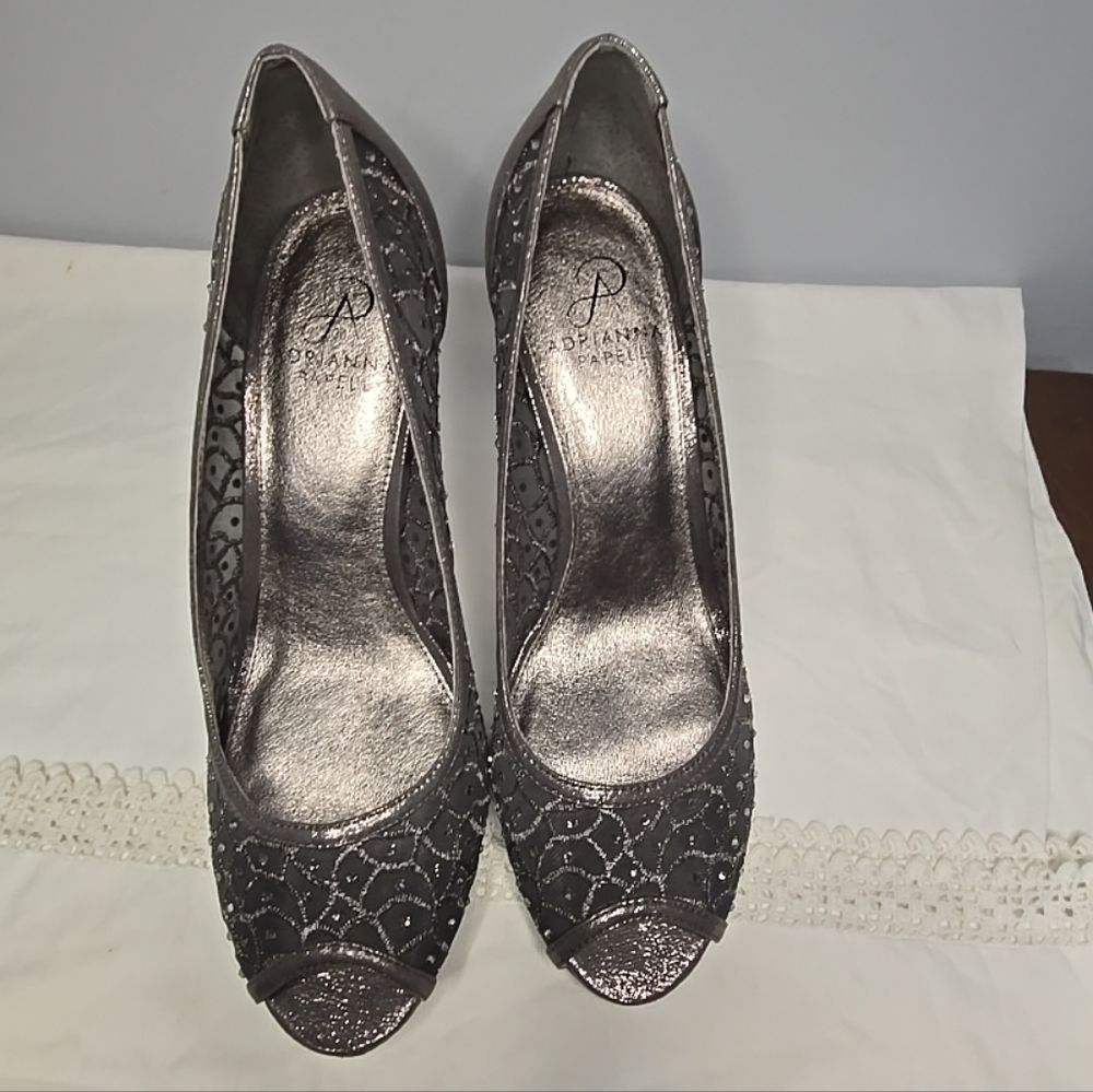 Adrianna Pappel Pumps, Open Toe In Steele Gray. New Without Box Size 8.5